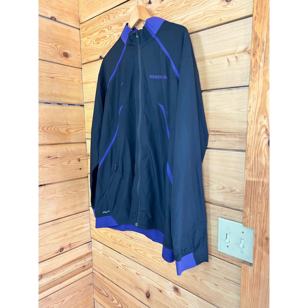 Nike Team Washington Huskies NikeFIT Storm Windbreaker Jacket Black Purple Large - Picture 2 of 13